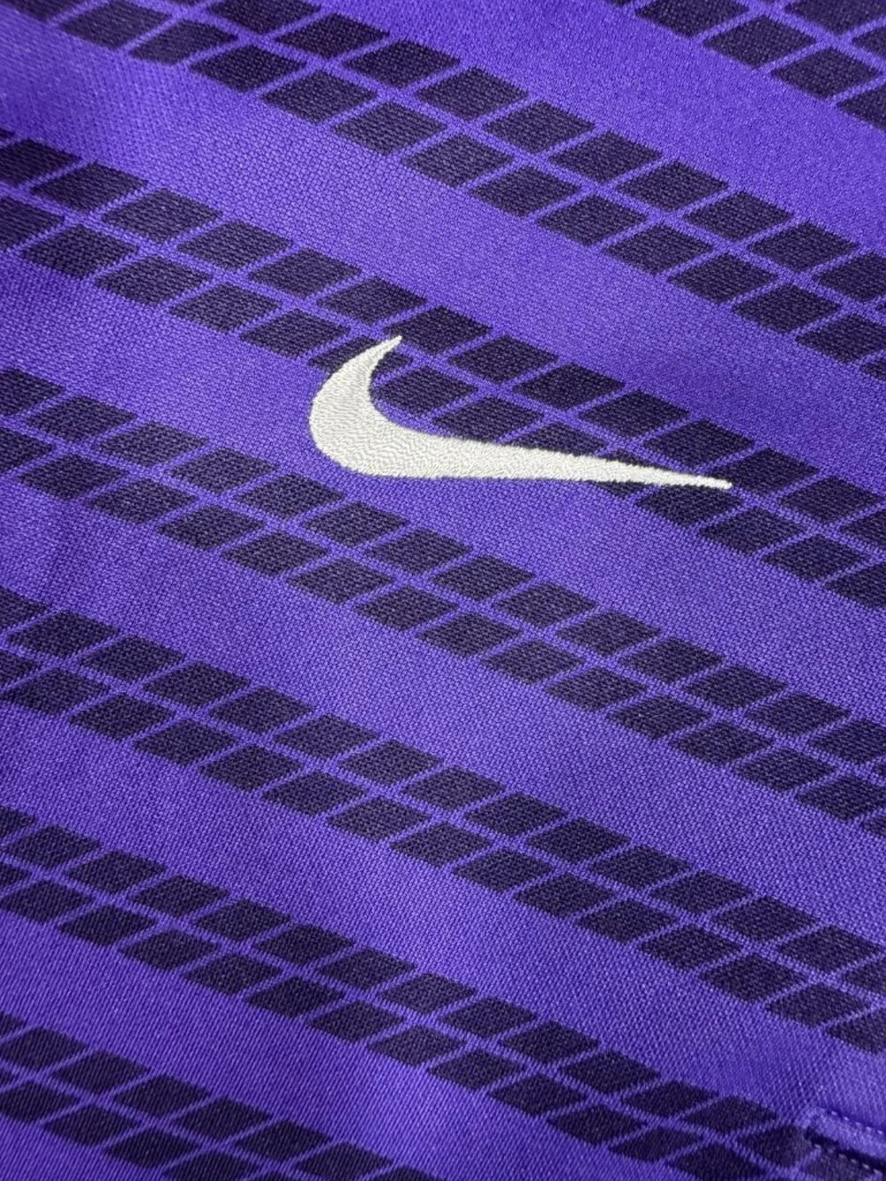 New Nike Dri-FIT Polo Shirt Women's Large Purple Striped Football FJ9573 546